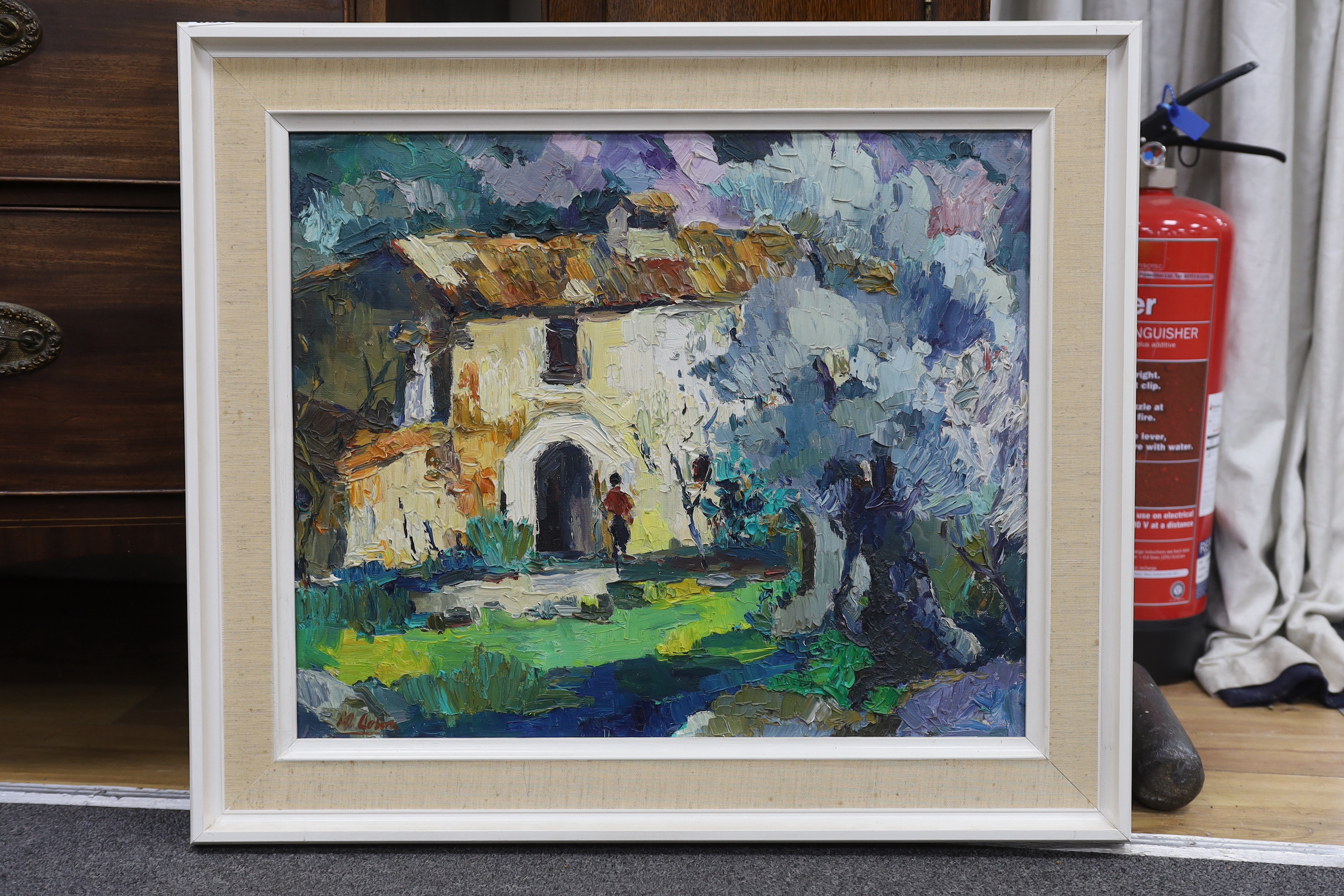 Mateo Llobera (Spanish), impasto oil on canvas, 'Pollensa', signed, 53 x 43cm